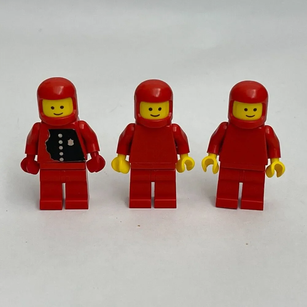 Vintage‎ Lego Red Minifigs Figures Replacement Parts Pieces Lot of 3